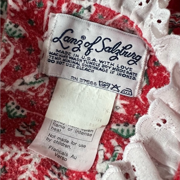 Vintage Lanz of Salzburg Flannel Nightgown Christmas Print Red size L pajamas - Picture 7 of 7
